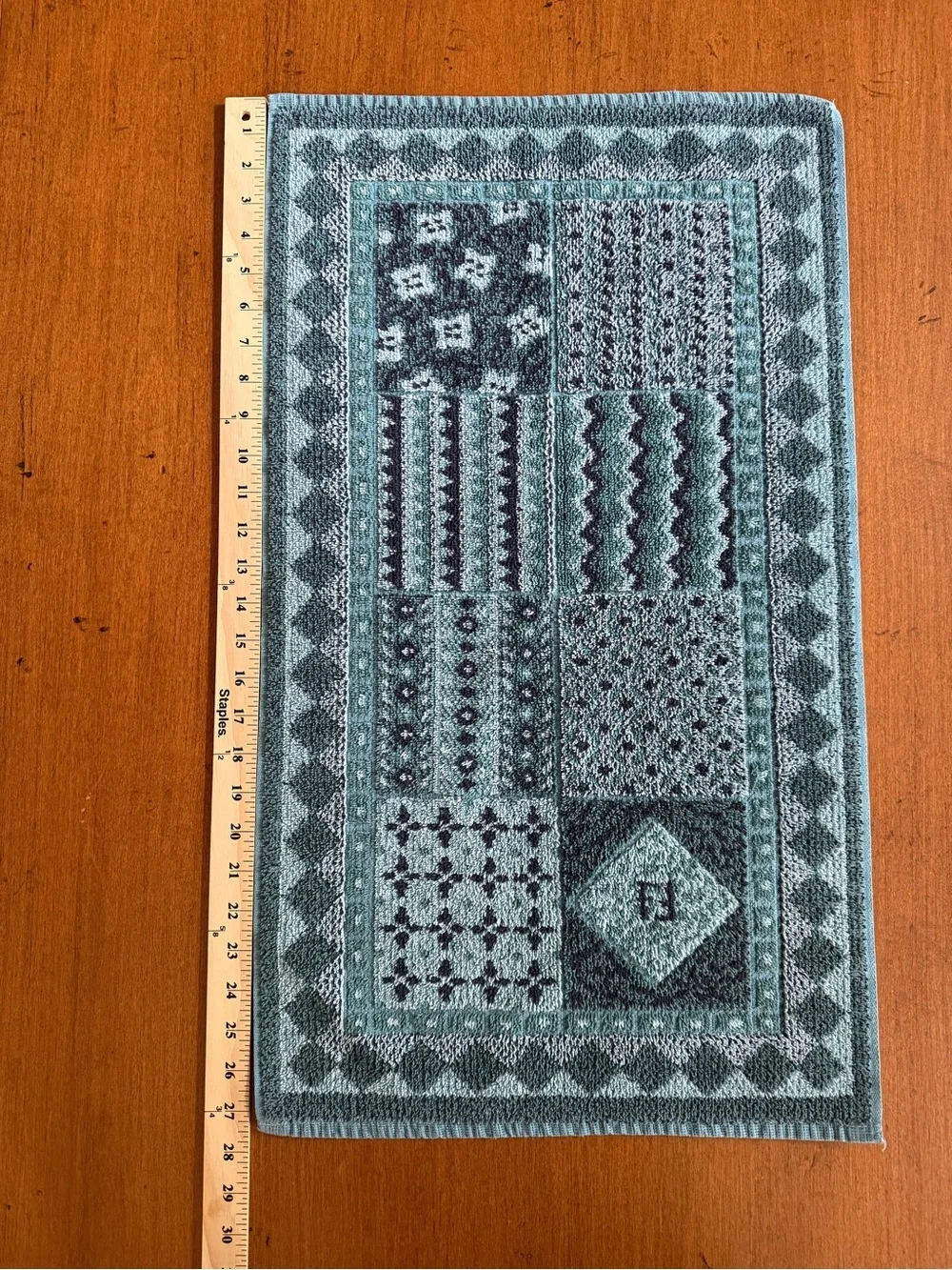 Fendi Casa Hand Towel Blue Green Geometric Motif - Single Hand Towel 27” x 16”